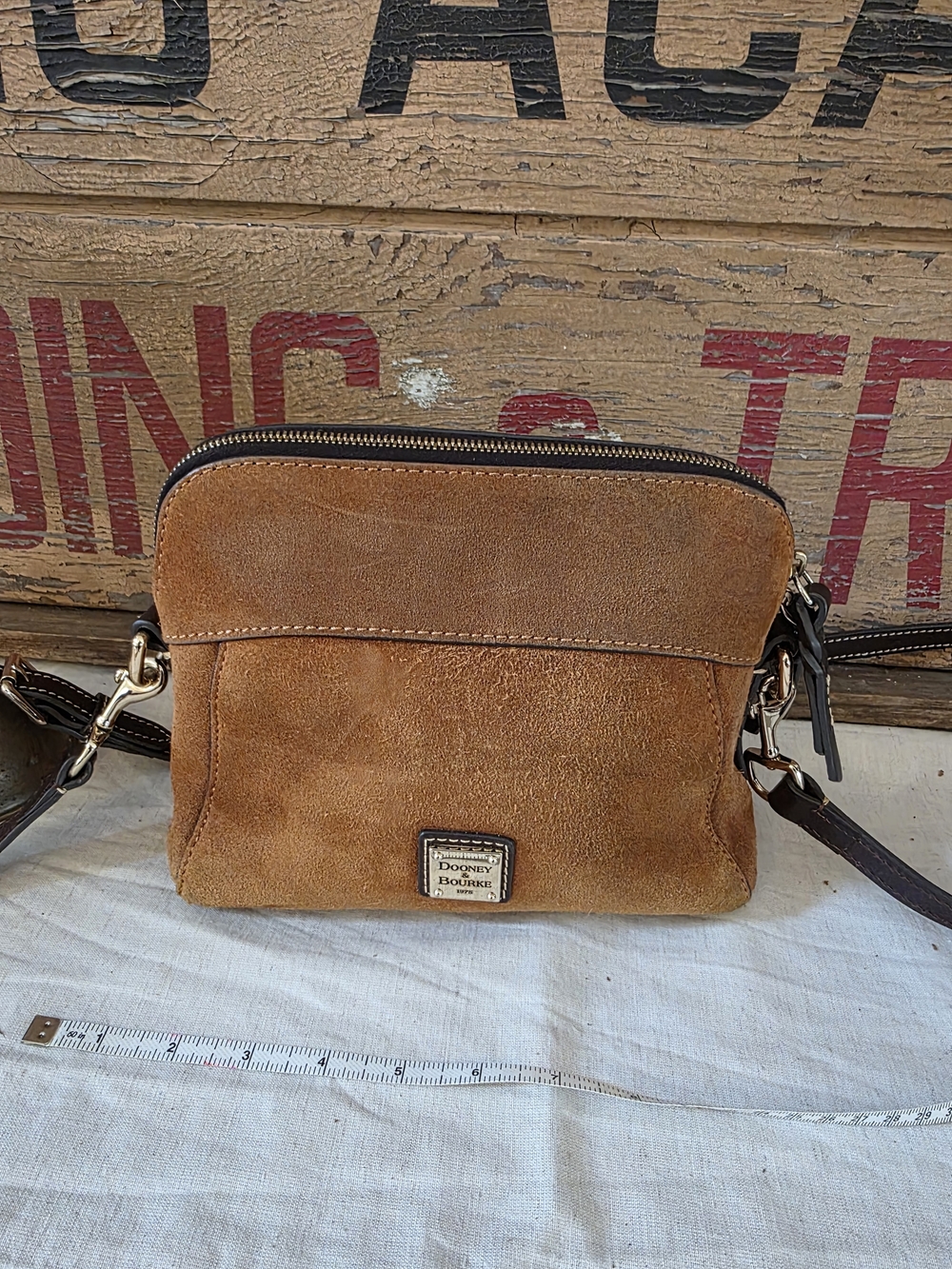 Dooney & Bourke Tan Suede Crossbody Bag